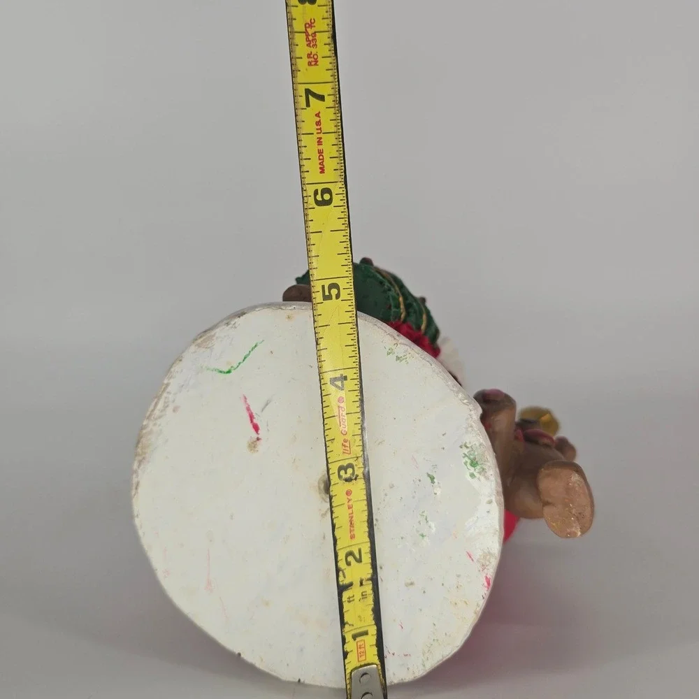 Vintage Santa Figurine Teddy Bears Hearts Christmas Tree Bell Holiday Decor